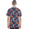 Blue Funky Maze Texture with Grunge Effect Men s Sport Mesh Tee View2