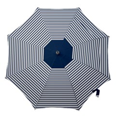 Horizontal Stripes Blue White Line Hook Handle Umbrellas (large) by Mariart