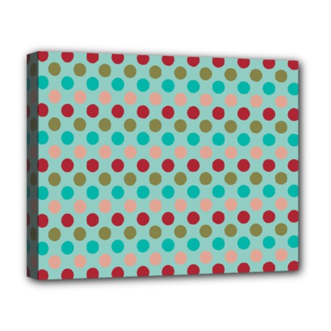 Large Colored Polka Dots Line Circle Deluxe Canvas 20  X 16   by Mariart