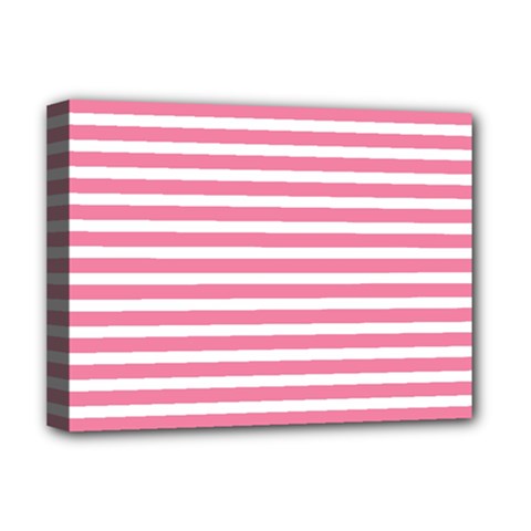 Horizontal Stripes Light Pink Deluxe Canvas 16  X 12   by Mariart