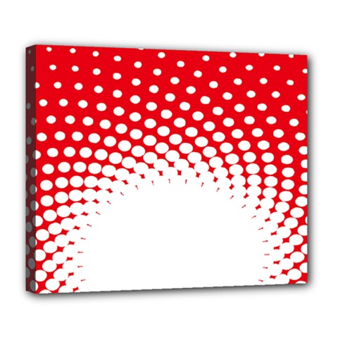 Polka Dot Circle Hole Red White Deluxe Canvas 24  X 20   by Mariart