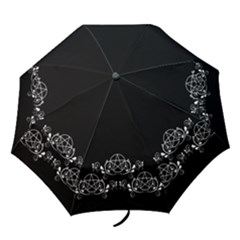 Black With White Pagan Pentacle Wiccan Folding Umbrella