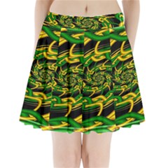 Green Yellow Fractal Vortex In 3d Glass Pleated Mini Skirt by Simbadda