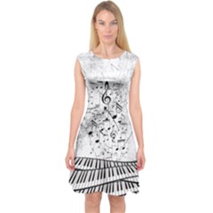 Music Note Capsleeve Midi Dress