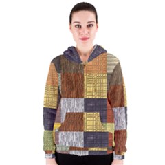 Blocky Filters Yellow Brown Purple Red Grey Color Rainbow Women s Zipper Hoodie by Mariart