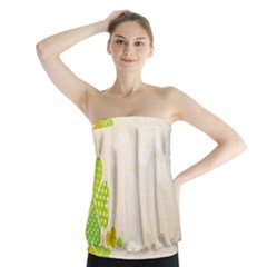 Leaf Polka Dot Green Flower Star Strapless Top
