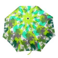 Abstract Watercolor Background Wallpaper Of Watercolor Splashes Green Hues Folding Umbrellas by Nexatart