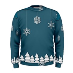 Blue Snowflakes Christmas Trees Men s Sweatshirt by Mariart