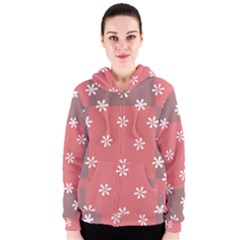 Seed Life Seamless Remix Flower Floral Red White Women s Zipper Hoodie by Mariart