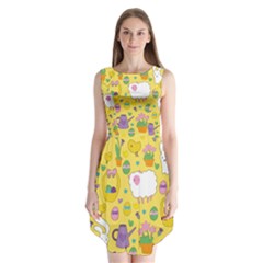 Cute Easter Pattern Sleeveless Chiffon Dress  