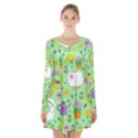 Cute Easter pattern Long Sleeve Velvet V-neck Dress View1