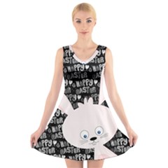 Easter Bunny  V-neck Sleeveless Skater Dress