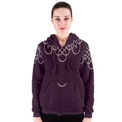 Black Cherry Scrolls Purple Women s Zipper Hoodie by Mariart