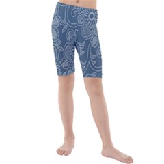 Flower Floral Blue Rose Star Kids  Mid Length Swim Shorts by Mariart