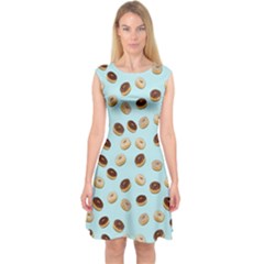 Donuts Pattern Capsleeve Midi Dress