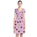 Donuts pattern Short Sleeve Front Wrap Dress View1