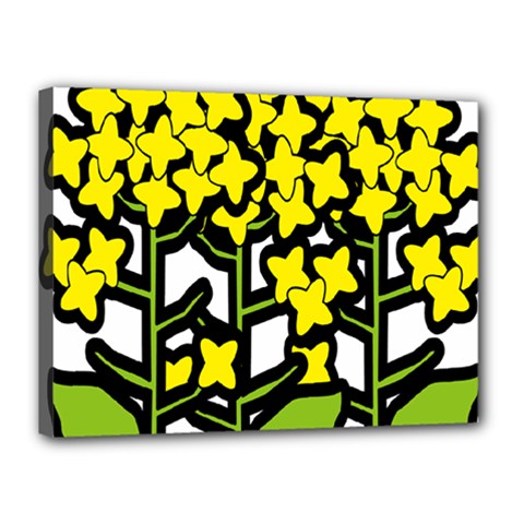 Flower Floral Sakura Yellow Green Leaf Canvas 16  X 12  by Mariart