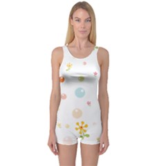 Flower Floral Star Balloon Bubble One Piece Boyleg Swimsuit by Mariart