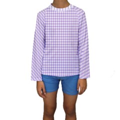 Plaid Purple White Line Kids  Long Sleeve Swimwear by Mariart