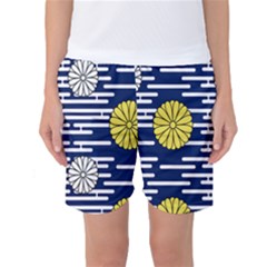 Sunflower Line Blue Yellpw Women s Basketball Shorts
