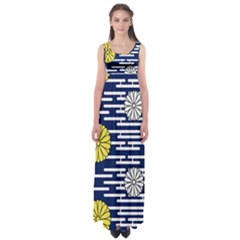 Sunflower Line Blue Yellpw Empire Waist Maxi Dress