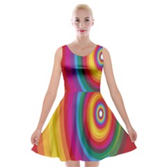 Circle Rainbow Color Hole Rasta Velvet Skater Dress by Mariart