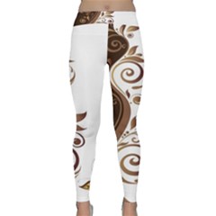 Leaf Brown Butterfly Classic Yoga Leggings by Mariart