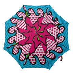 Rose Floral Circle Line Polka Dot Leaf Pink Blue Green Hook Handle Umbrellas (small) by Mariart