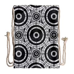 Geometric Black And White Drawstring Bag (large)