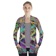 Colorful Laser Lights       Women s Open Front Pockets Cardigan