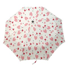Love Heart Pink Polka Valentine Red Black Green White Folding Umbrellas by Mariart