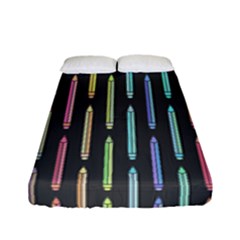 Pencil Stationery Rainbow Vertical Color Fitted Sheet (full/ Double Size) by Mariart
