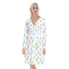 Egg Easter Smile Face Cute Babby Kids Dot Polka Rainbow Long Sleeve Velvet Front Wrap Dress
