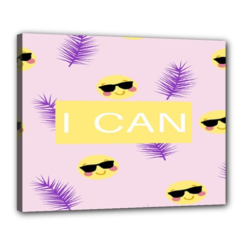 I Can Purple Face Smile Mask Tree Yellow Canvas 20  X 16  by Mariart