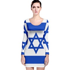 Flag Of Israel Long Sleeve Velvet Bodycon Dress by abbeyz71
