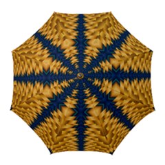 Plaid Blue Gold Wave Chevron Golf Umbrellas by Mariart