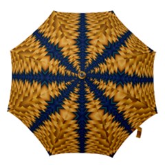 Plaid Blue Gold Wave Chevron Hook Handle Umbrellas (small) by Mariart
