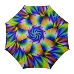 Bright Flower Fractal Star Floral Rainbow Golf Umbrellas by Mariart