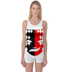 Face Mask Red Black Plaid Triangle Wave Chevron One Piece Boyleg Swimsuit by Mariart