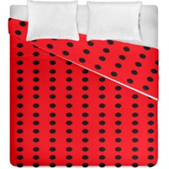 Red White Black Hole Polka Circle Duvet Cover Double Side (king Size) by Mariart
