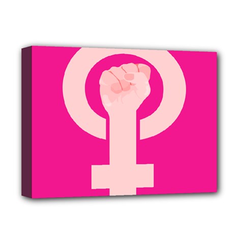 Women Safety Feminist Nail Strong Pink Circle Polka Deluxe Canvas 16  X 12   by Mariart