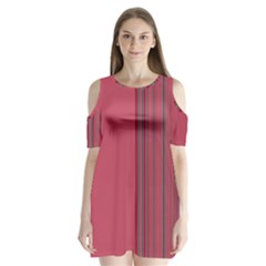 Lines Shoulder Cutout Velvet  One Piece