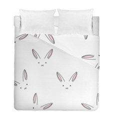Bunny Line Rabbit Face Animals White Pink Duvet Cover Double Side (full/ Double Size)