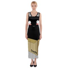 Black Cat In A Box Fitted Maxi Dress