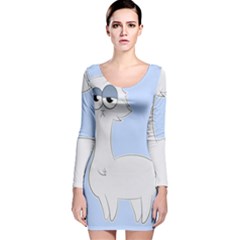 Grumpy Persian Cat Llama Long Sleeve Velvet Bodycon Dress