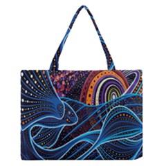 Fish Out Of Water Monster Space Rainbow Circle Polka Line Wave Chevron Star Medium Zipper Tote Bag by Mariart