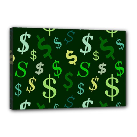 Money Us Dollar Green Canvas 18  X 12  by Mariart