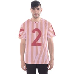 Number 2 Line Vertical Red Pink Wave Chevron Men s Sport Mesh Tee