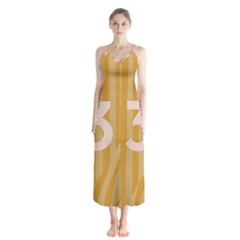 Number 3 Line Vertical Yellow Pink Orange Wave Chevron Chiffon Maxi Dress