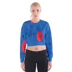 Pink Umbrella Red Blue Cropped Sweatshirt by Mariart